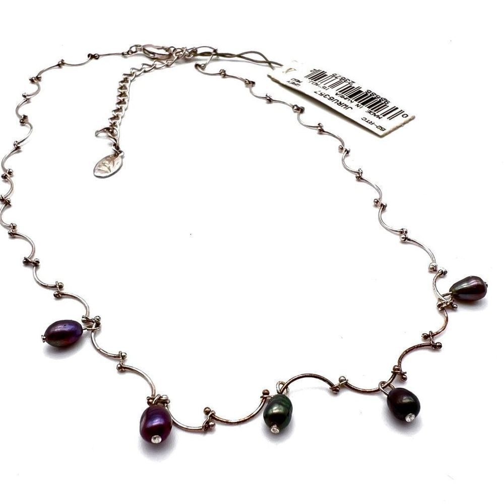 Nwt Vintage Liz Claiborne Dainty Scalloped Necklace Iridescent Pearl 27$